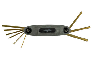 Adventure gear for outdoor activities including a versatile multi-tool with various hex keys.