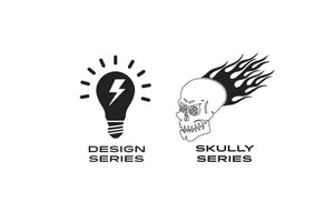 NFT Adrenaline Design Skully Series logo featuring a light bulb and a flaming skull.